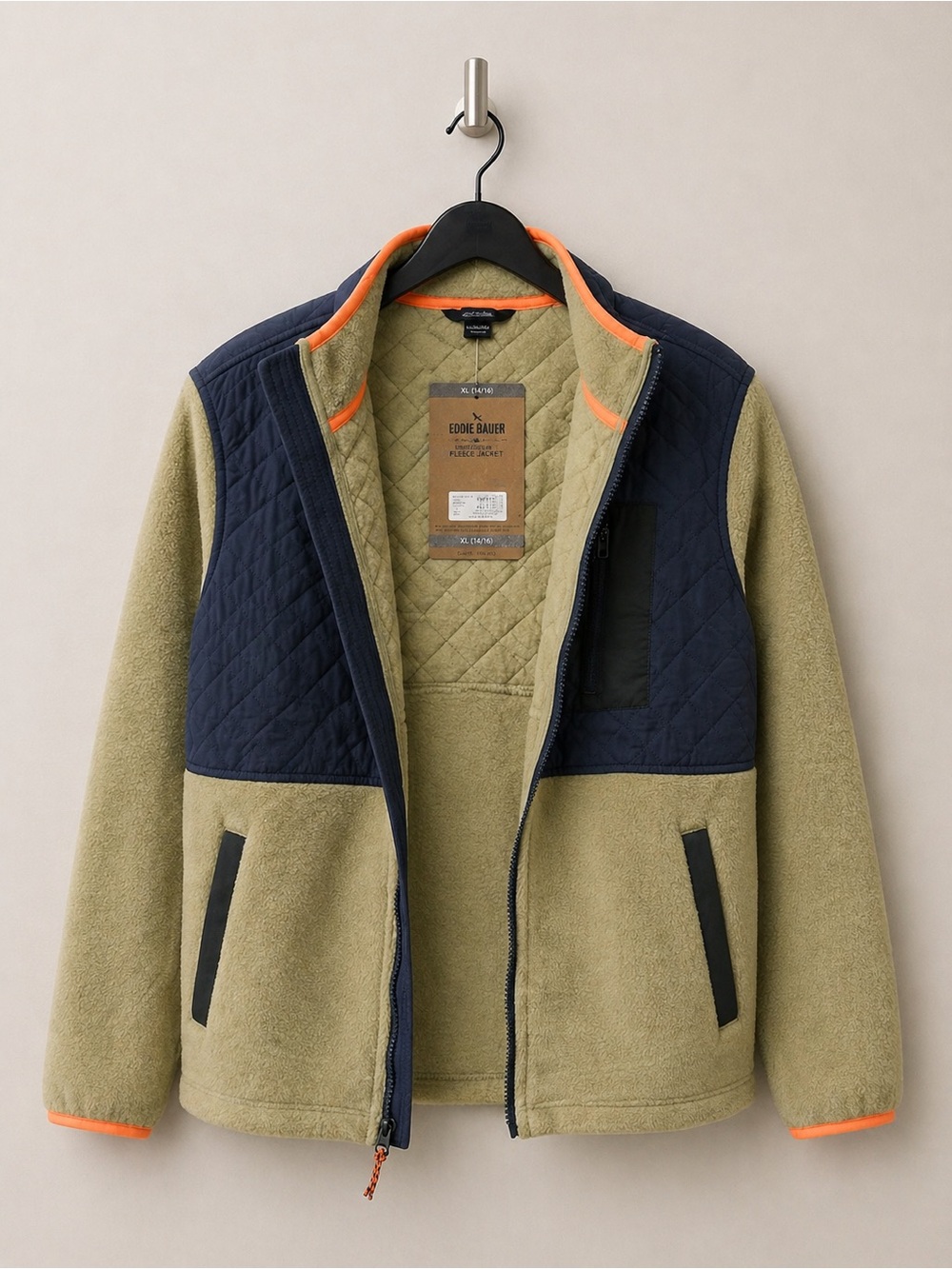 Eddie Bauer Kids Fleece Jacket XL 14/16 Colorblock Outdoor Full Zip NWT